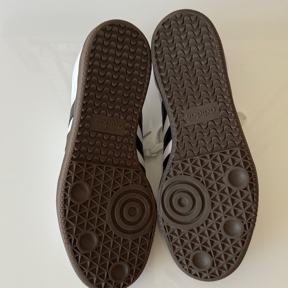 Adidas Classic White Leather Black Striped Samba Gum Sole Mens Sneakers 7 1/2 - Picture 10 of 11